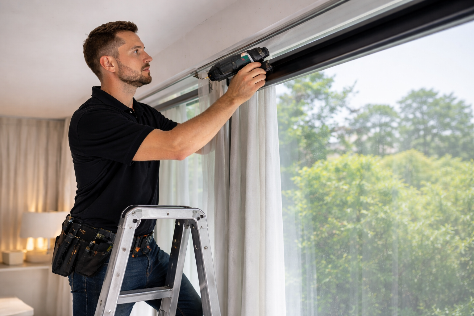 installing motorized roller shade indoors